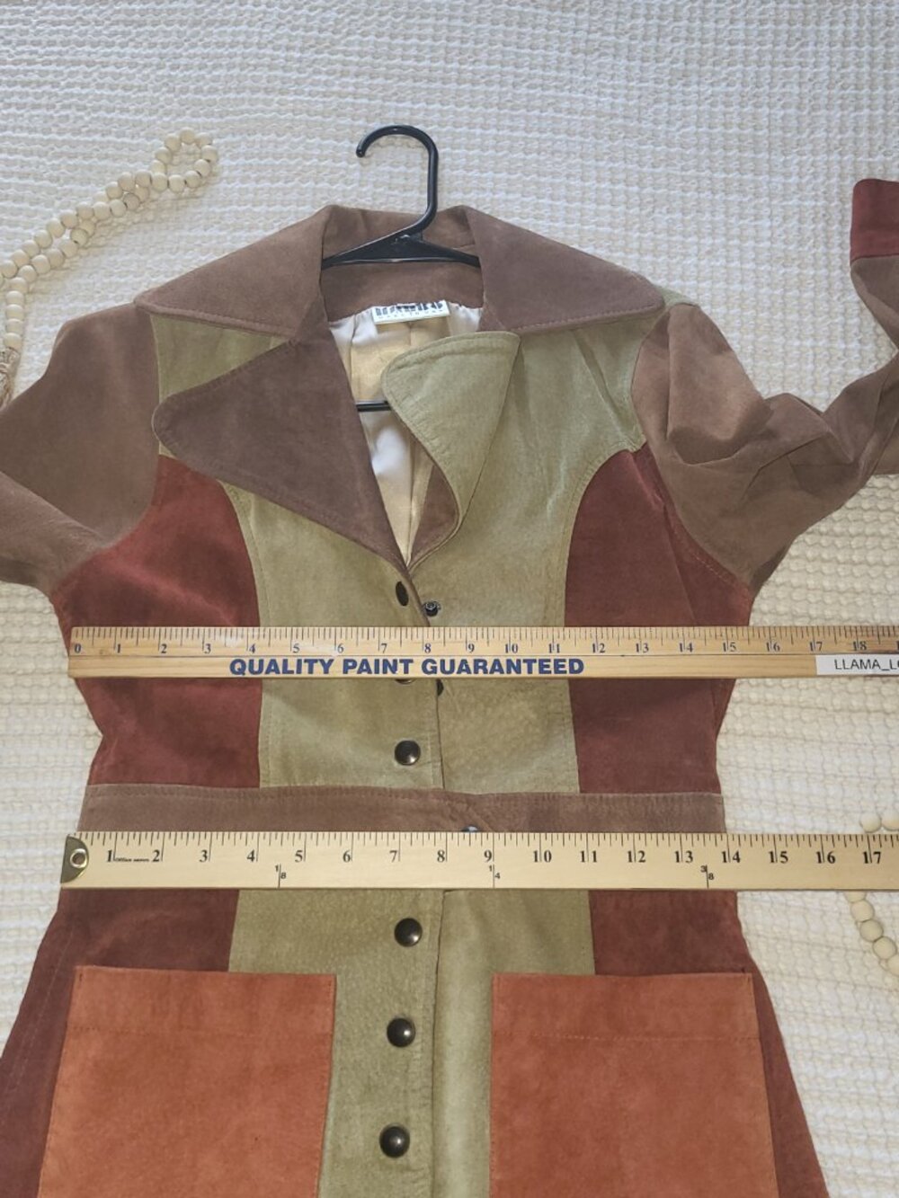 Vintage Mambo Genuine Suede Leather Patchwork Jacket Coat Made In USA 70s Boho M - Picture 10 of 13